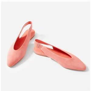 Everlane V Slingback in Light Coral Pink Suede Flats Size 9